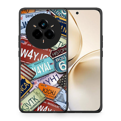 Θήκη Realme 14 Pro Plus Car Plates από τη Smartfits με σχέδιο στο πίσω μέρος και μαύρο περίβλημα | Realme 14 Pro Plus Car Plates case with colorful back and black bezels