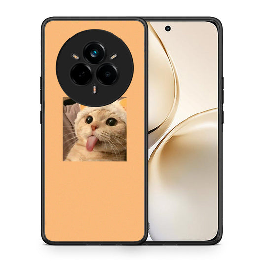 Θήκη Realme 14 Pro Plus Cat Tongue από τη Smartfits με σχέδιο στο πίσω μέρος και μαύρο περίβλημα | Realme 14 Pro Plus Cat Tongue case with colorful back and black bezels