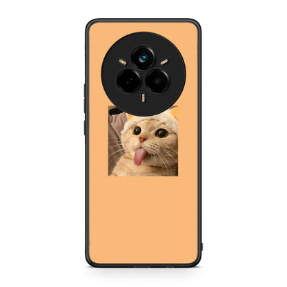 Realme 14 Pro Plus Cat Tongue θήκη από τη Smartfits με σχέδιο στο πίσω μέρος και μαύρο περίβλημα | Smartphone case with colorful back and black bezels by Smartfits
