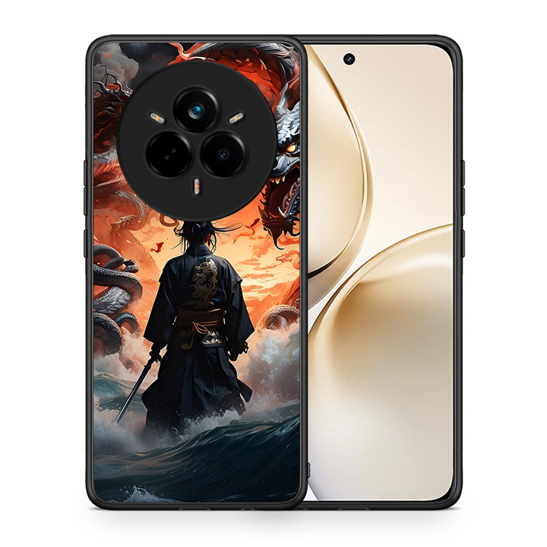 Θήκη Realme 14 Pro Plus Dragons Fight από τη Smartfits με σχέδιο στο πίσω μέρος και μαύρο περίβλημα | Realme 14 Pro Plus Dragons Fight case with colorful back and black bezels