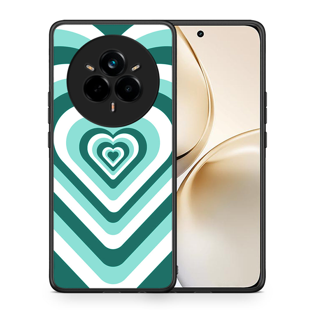Θήκη Realme 14 Pro Plus Green Hearts από τη Smartfits με σχέδιο στο πίσω μέρος και μαύρο περίβλημα | Realme 14 Pro Plus Green Hearts case with colorful back and black bezels