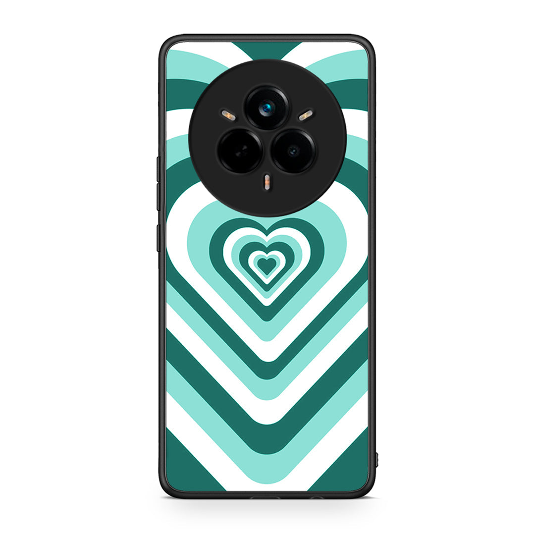 Realme 14 Pro Plus Green Hearts θήκη από τη Smartfits με σχέδιο στο πίσω μέρος και μαύρο περίβλημα | Smartphone case with colorful back and black bezels by Smartfits