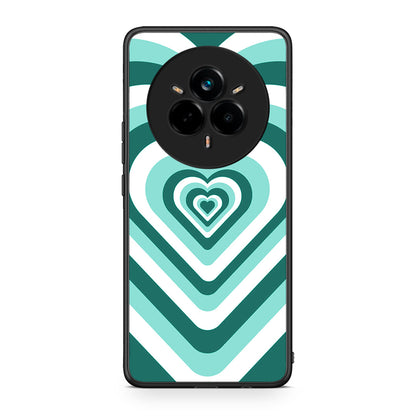 Realme 14 Pro Plus Green Hearts θήκη από τη Smartfits με σχέδιο στο πίσω μέρος και μαύρο περίβλημα | Smartphone case with colorful back and black bezels by Smartfits