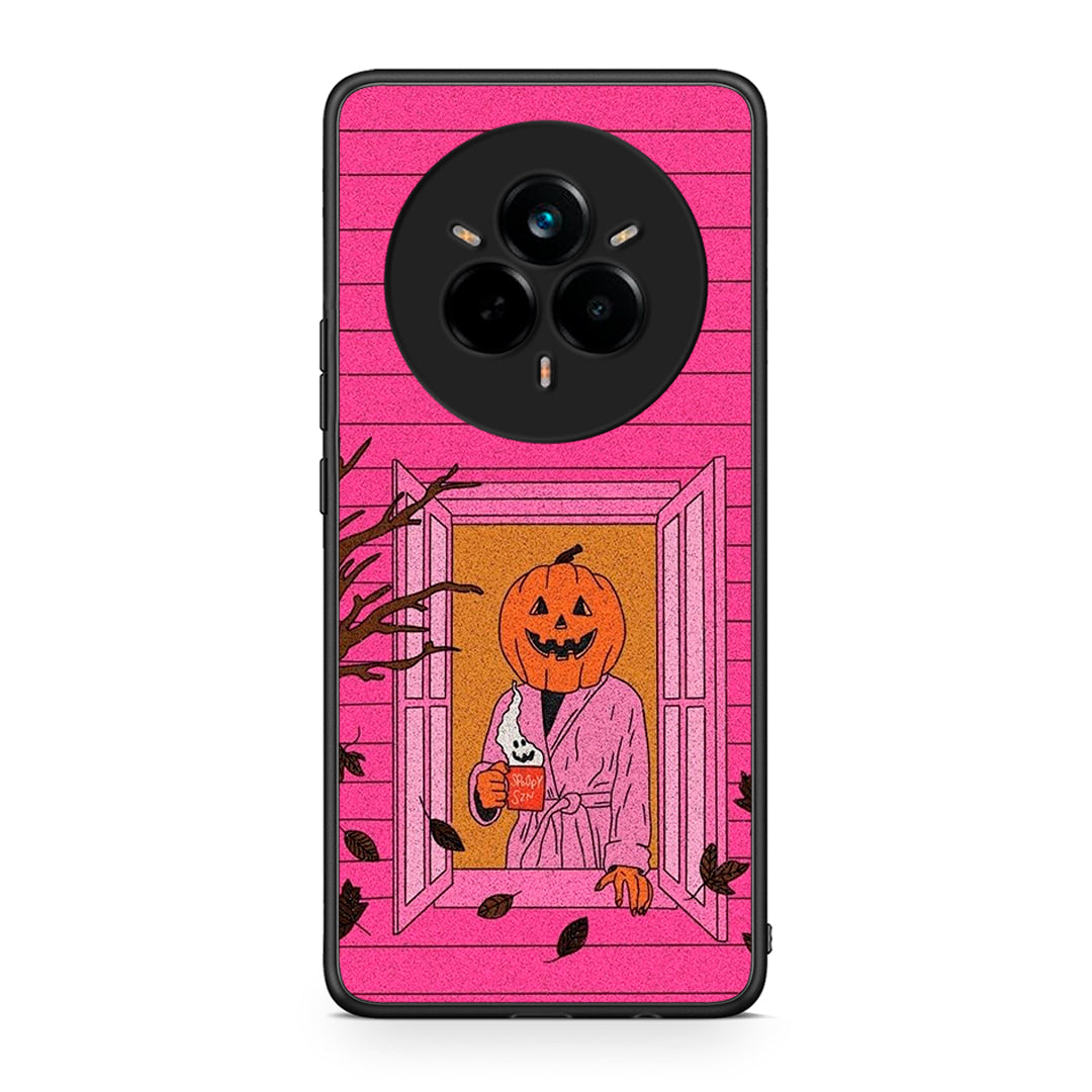 Realme 14 Pro Plus Halloween Pumpkin Lady Θήκη από τη Smartfits με σχέδιο στο πίσω μέρος και μαύρο περίβλημα | Smartphone case with colorful back and black bezels by Smartfits