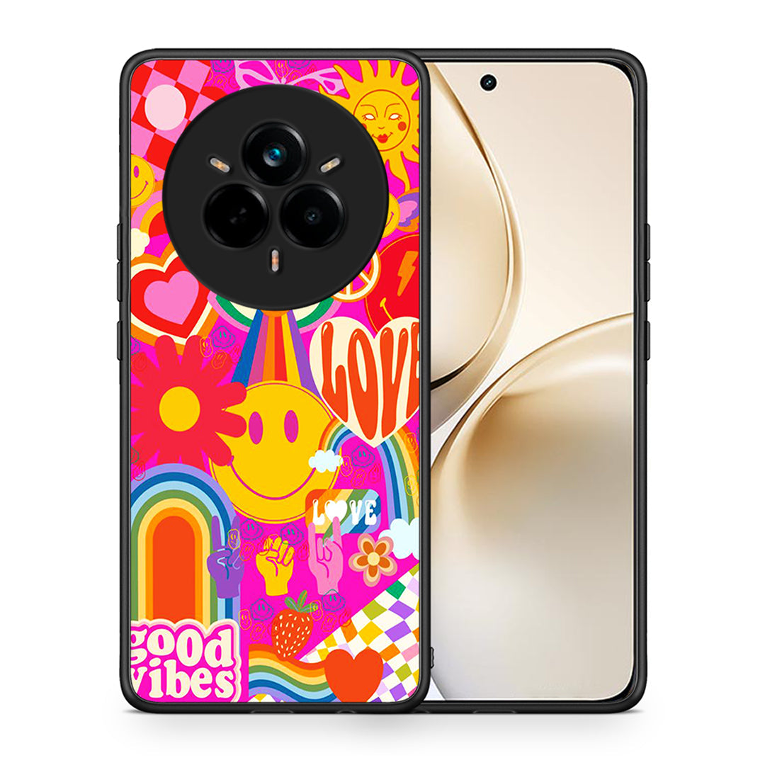 Θήκη Realme 14 Pro Plus Hippie Love από τη Smartfits με σχέδιο στο πίσω μέρος και μαύρο περίβλημα | Realme 14 Pro Plus Hippie Love case with colorful back and black bezels