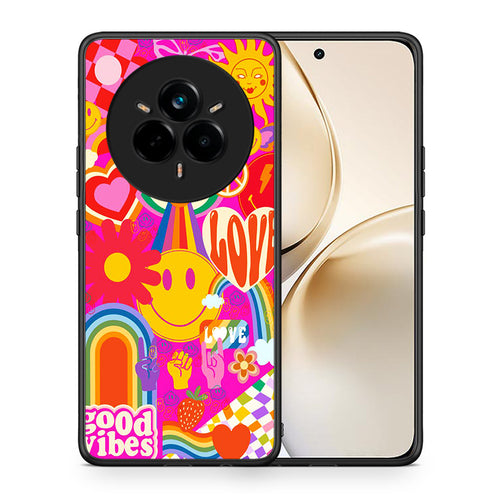 Θήκη Realme 14 Pro Plus Hippie Love από τη Smartfits με σχέδιο στο πίσω μέρος και μαύρο περίβλημα | Realme 14 Pro Plus Hippie Love case with colorful back and black bezels