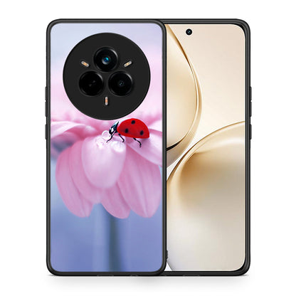 Θήκη Realme 14 Pro Plus Ladybug Flower από τη Smartfits με σχέδιο στο πίσω μέρος και μαύρο περίβλημα | Realme 14 Pro Plus Ladybug Flower case with colorful back and black bezels