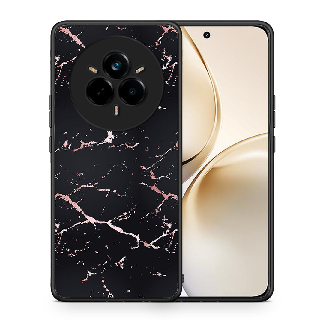 Θήκη Realme 14 Pro Plus Black Rosegold Marble από τη Smartfits με σχέδιο στο πίσω μέρος και μαύρο περίβλημα | Realme 14 Pro Plus Black Rosegold Marble case with colorful back and black bezels