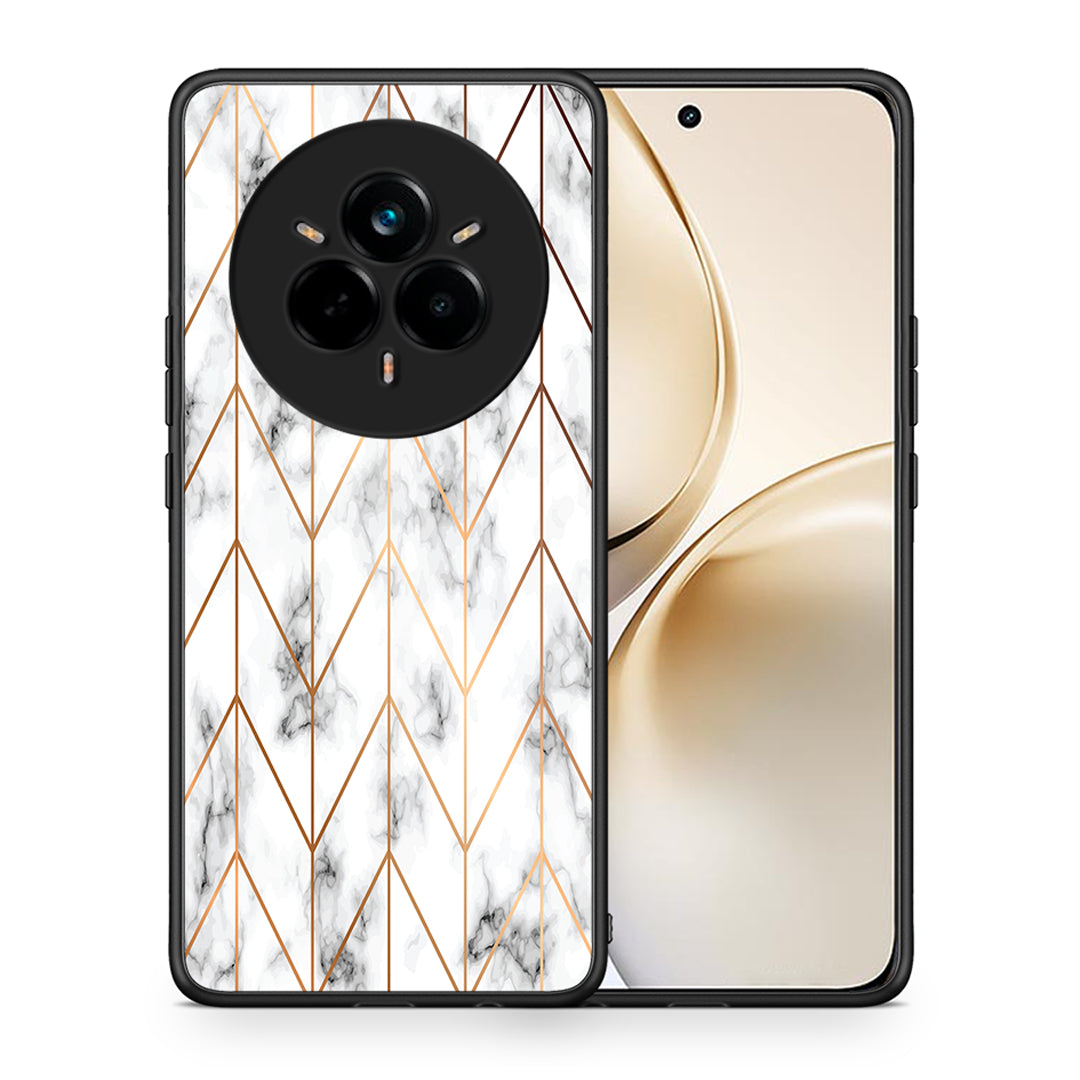 Θήκη Realme 14 Pro Plus Gold Geometric Marble από τη Smartfits με σχέδιο στο πίσω μέρος και μαύρο περίβλημα | Realme 14 Pro Plus Gold Geometric Marble case with colorful back and black bezels