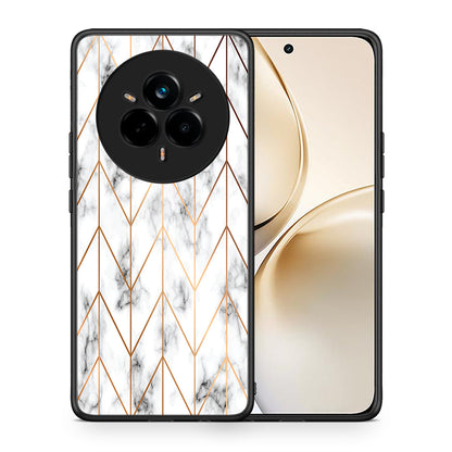 Θήκη Realme 14 Pro Plus Gold Geometric Marble από τη Smartfits με σχέδιο στο πίσω μέρος και μαύρο περίβλημα | Realme 14 Pro Plus Gold Geometric Marble case with colorful back and black bezels