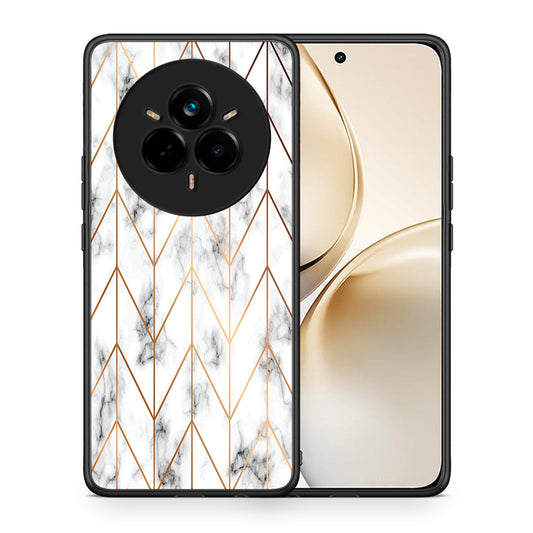 Θήκη Realme 14 Pro Plus Gold Geometric Marble από τη Smartfits με σχέδιο στο πίσω μέρος και μαύρο περίβλημα | Realme 14 Pro Plus Gold Geometric Marble case with colorful back and black bezels
