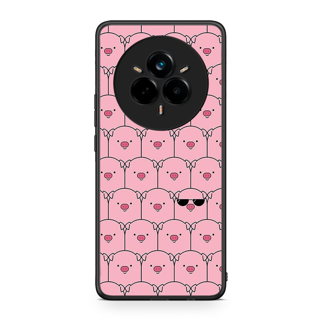 Realme 14 Pro Plus Pig Glasses θήκη από τη Smartfits με σχέδιο στο πίσω μέρος και μαύρο περίβλημα | Smartphone case with colorful back and black bezels by Smartfits