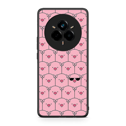 Realme 14 Pro Plus Pig Glasses θήκη από τη Smartfits με σχέδιο στο πίσω μέρος και μαύρο περίβλημα | Smartphone case with colorful back and black bezels by Smartfits
