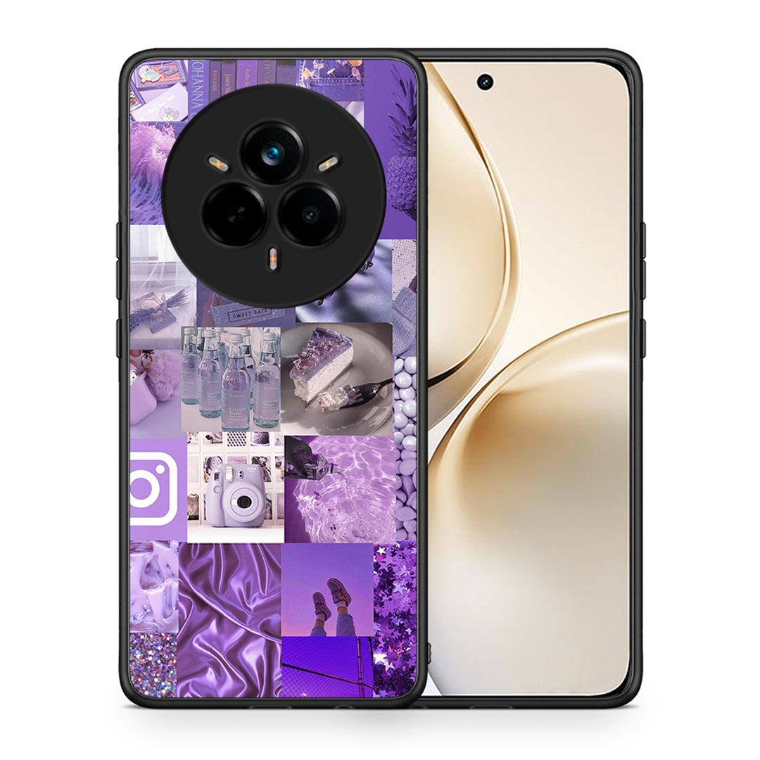 Θήκη Realme 14 Pro Plus Purple Aesthetic Collage από τη Smartfits με σχέδιο στο πίσω μέρος και μαύρο περίβλημα | Realme 14 Pro Plus Purple Aesthetic Collage case with colorful back and black bezels