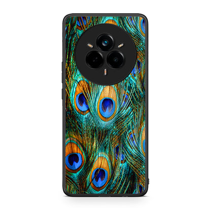 Realme 14 Pro Plus Real Peacock Feathers θήκη από τη Smartfits με σχέδιο στο πίσω μέρος και μαύρο περίβλημα | Smartphone case with colorful back and black bezels by Smartfits