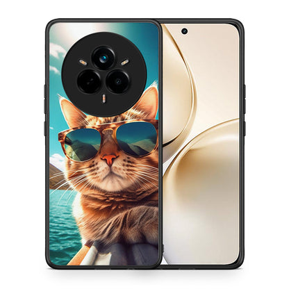 Θήκη Realme 14 Pro Plus Summer Cat από τη Smartfits με σχέδιο στο πίσω μέρος και μαύρο περίβλημα | Realme 14 Pro Plus Summer Cat case with colorful back and black bezels