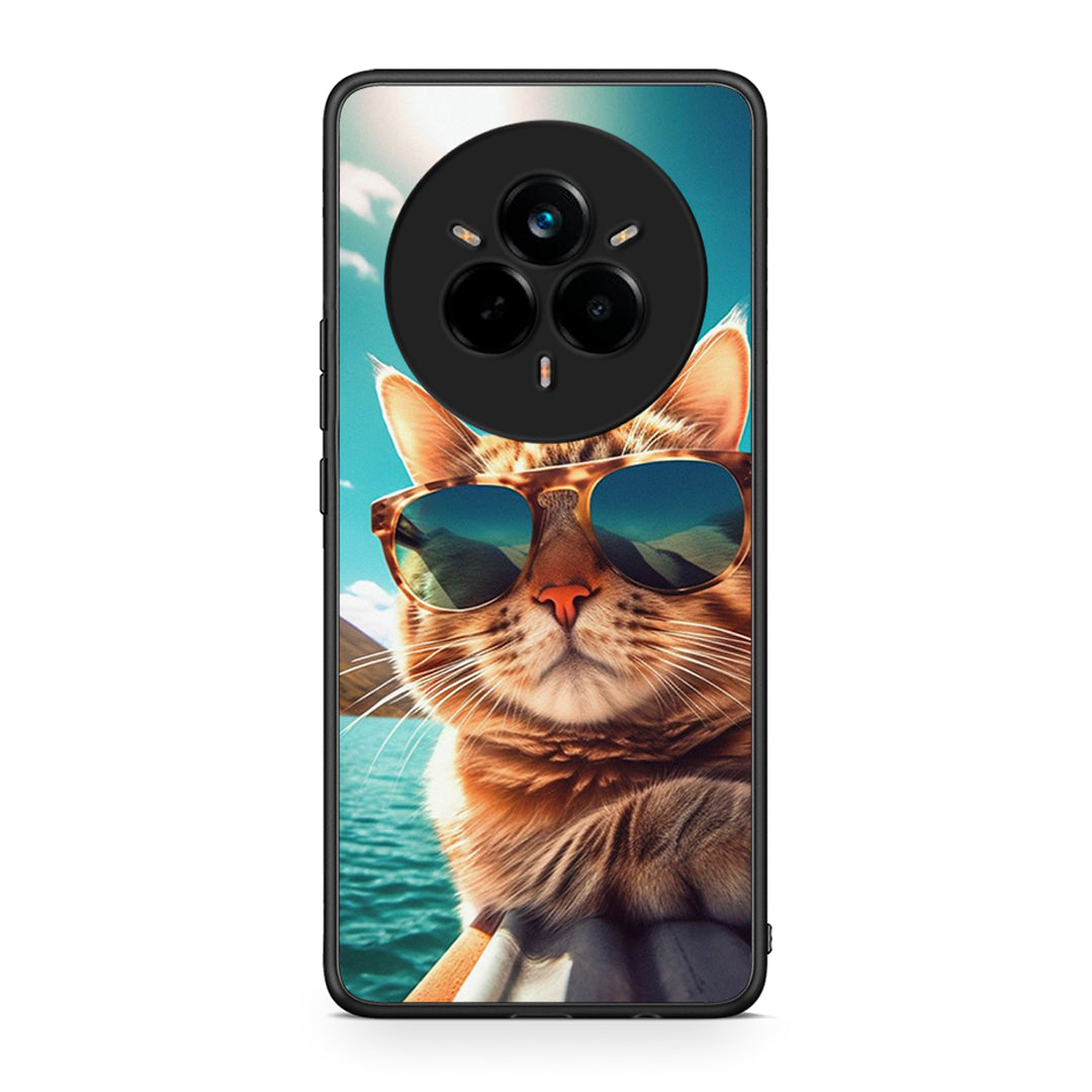 Realme 14 Pro Plus Summer Cat θήκη από τη Smartfits με σχέδιο στο πίσω μέρος και μαύρο περίβλημα | Smartphone case with colorful back and black bezels by Smartfits