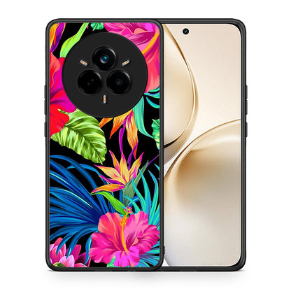 Θήκη Realme 14 Pro Plus Tropical Flowers από τη Smartfits με σχέδιο στο πίσω μέρος και μαύρο περίβλημα | Realme 14 Pro Plus Tropical Flowers case with colorful back and black bezels