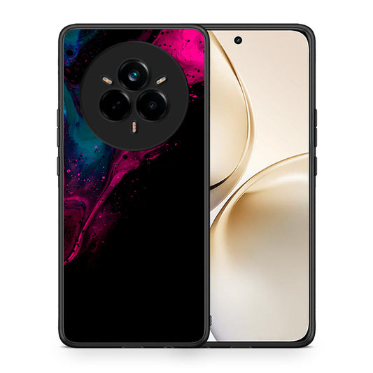Θήκη Realme 14 Pro Plus Pink Black Watercolor από τη Smartfits με σχέδιο στο πίσω μέρος και μαύρο περίβλημα | Realme 14 Pro Plus Pink Black Watercolor case with colorful back and black bezels