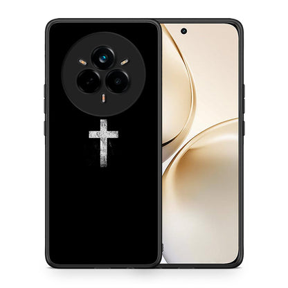 Θήκη Realme 14 Pro Plus White Cross από τη Smartfits με σχέδιο στο πίσω μέρος και μαύρο περίβλημα | Realme 14 Pro Plus White Cross case with colorful back and black bezels