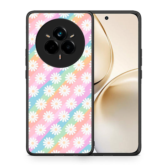 Θήκη Realme 14 Pro Plus White Daisies από τη Smartfits με σχέδιο στο πίσω μέρος και μαύρο περίβλημα | Realme 14 Pro Plus White Daisies case with colorful back and black bezels