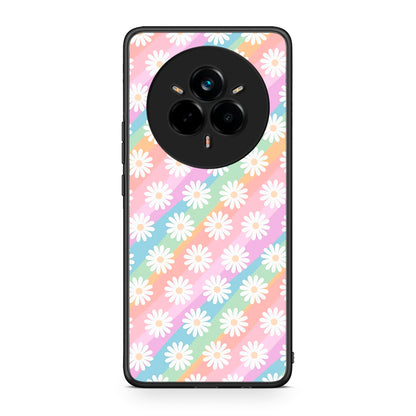 Realme 14 Pro Plus White Daisies θήκη από τη Smartfits με σχέδιο στο πίσω μέρος και μαύρο περίβλημα | Smartphone case with colorful back and black bezels by Smartfits