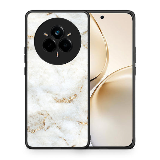 Θήκη Realme 14 Pro Plus White Gold Marble από τη Smartfits με σχέδιο στο πίσω μέρος και μαύρο περίβλημα | Realme 14 Pro Plus White Gold Marble case with colorful back and black bezels