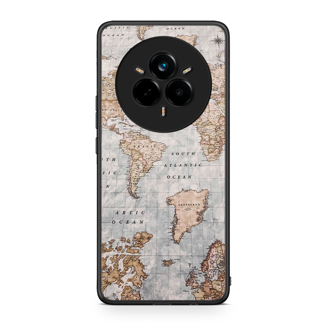 Realme 14 Pro Plus World Map Θήκη από τη Smartfits με σχέδιο στο πίσω μέρος και μαύρο περίβλημα | Smartphone case with colorful back and black bezels by Smartfits