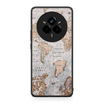 Realme 14 Pro Plus World Map Θήκη από τη Smartfits με σχέδιο στο πίσω μέρος και μαύρο περίβλημα | Smartphone case with colorful back and black bezels by Smartfits