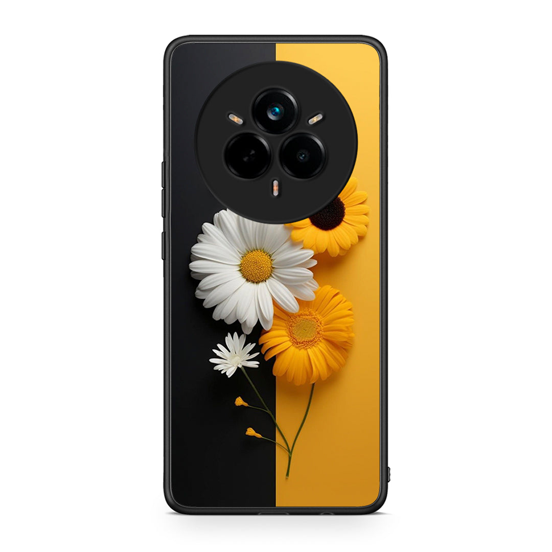 Realme 14 Pro Plus Yellow Daisies θήκη από τη Smartfits με σχέδιο στο πίσω μέρος και μαύρο περίβλημα | Smartphone case with colorful back and black bezels by Smartfits