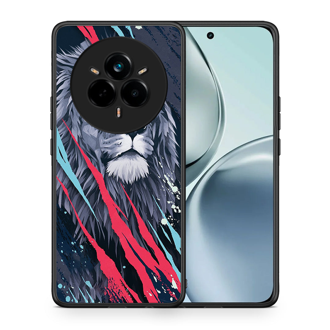 Θήκη Realme 14 Pro Lion Designer PopArt από τη Smartfits με σχέδιο στο πίσω μέρος και μαύρο περίβλημα | Realme 14 Pro Lion Designer PopArt case with colorful back and black bezels