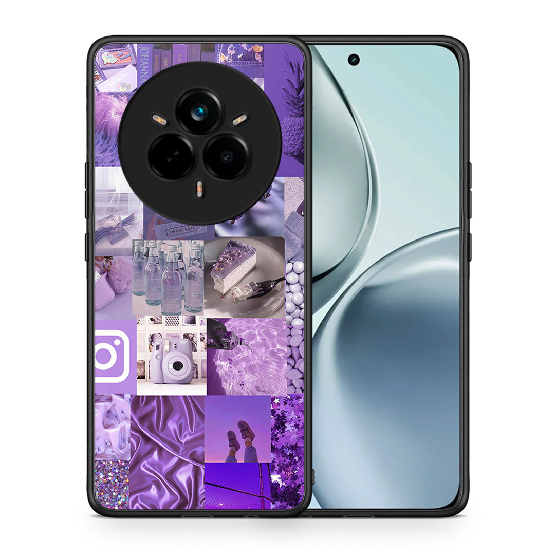 Θήκη Realme 14 Pro Purple Aesthetic Collage από τη Smartfits με σχέδιο στο πίσω μέρος και μαύρο περίβλημα | Realme 14 Pro Purple Aesthetic Collage case with colorful back and black bezels