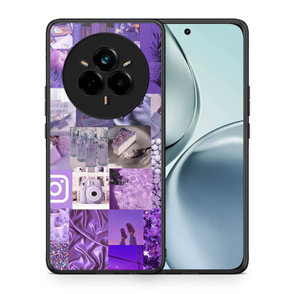 Θήκη Realme 14 Pro Purple Aesthetic Collage από τη Smartfits με σχέδιο στο πίσω μέρος και μαύρο περίβλημα | Realme 14 Pro Purple Aesthetic Collage case with colorful back and black bezels