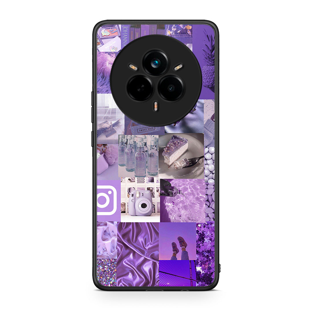 Realme 14 Pro Purple Aesthetic Collage θήκη από τη Smartfits με σχέδιο στο πίσω μέρος και μαύρο περίβλημα | Smartphone case with colorful back and black bezels by Smartfits