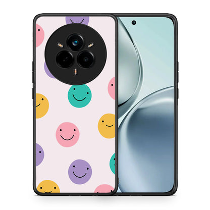 Θήκη Realme 14 Pro Smiley Faces από τη Smartfits με σχέδιο στο πίσω μέρος και μαύρο περίβλημα | Realme 14 Pro Smiley Faces case with colorful back and black bezels