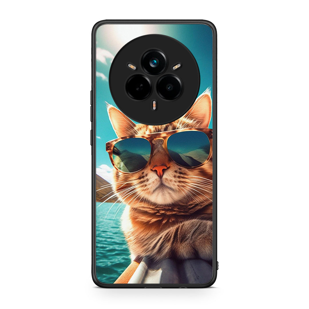 Realme 14 Pro Summer Cat θήκη από τη Smartfits με σχέδιο στο πίσω μέρος και μαύρο περίβλημα | Smartphone case with colorful back and black bezels by Smartfits