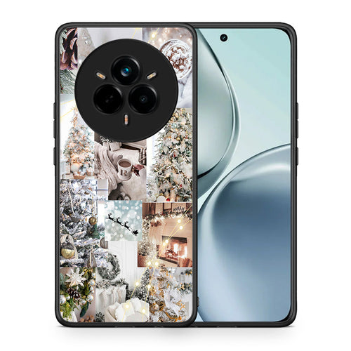 Θήκη Realme 14 Pro White Christmas από τη Smartfits με σχέδιο στο πίσω μέρος και μαύρο περίβλημα | Realme 14 Pro White Christmas case with colorful back and black bezels