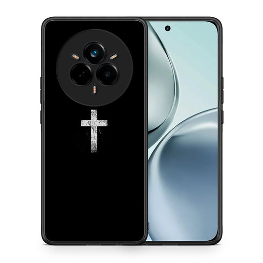 Θήκη Realme 14 Pro White Cross από τη Smartfits με σχέδιο στο πίσω μέρος και μαύρο περίβλημα | Realme 14 Pro White Cross case with colorful back and black bezels