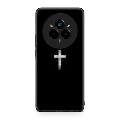 Realme 14 Pro White Cross θήκη από τη Smartfits με σχέδιο στο πίσω μέρος και μαύρο περίβλημα | Smartphone case with colorful back and black bezels by Smartfits