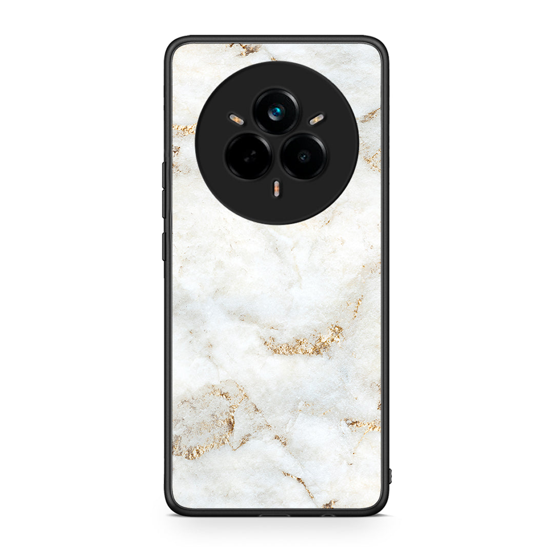 Realme 14 Pro White Gold Marble θήκη από τη Smartfits με σχέδιο στο πίσω μέρος και μαύρο περίβλημα | Smartphone case with colorful back and black bezels by Smartfits
