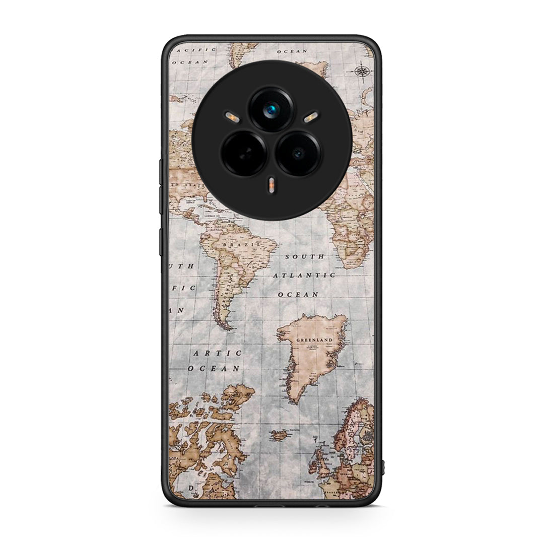 Realme 14 Pro World Map Θήκη από τη Smartfits με σχέδιο στο πίσω μέρος και μαύρο περίβλημα | Smartphone case with colorful back and black bezels by Smartfits