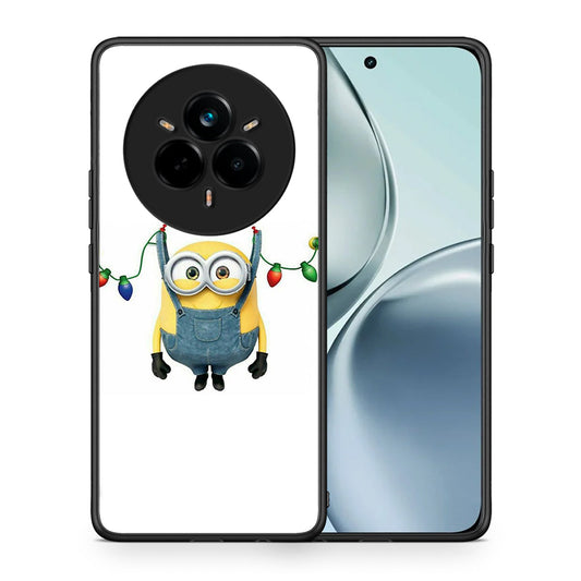 Θήκη Realme 14 Pro Xmas Minion Lights από τη Smartfits με σχέδιο στο πίσω μέρος και μαύρο περίβλημα | Realme 14 Pro Xmas Minion Lights case with colorful back and black bezels