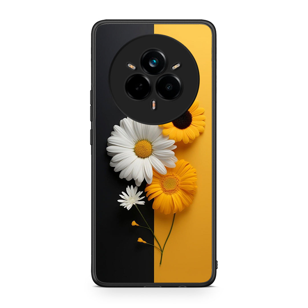 Realme 14 Pro Yellow Daisies θήκη από τη Smartfits με σχέδιο στο πίσω μέρος και μαύρο περίβλημα | Smartphone case with colorful back and black bezels by Smartfits