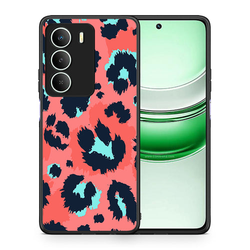Θήκη Realme 14X Pink Leopard Animal από τη Smartfits με σχέδιο στο πίσω μέρος και μαύρο περίβλημα | Realme 14X Pink Leopard Animal case with colorful back and black bezels