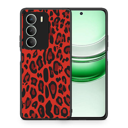 Θήκη Realme 14X Red Leopard Animal από τη Smartfits με σχέδιο στο πίσω μέρος και μαύρο περίβλημα | Realme 14X Red Leopard Animal case with colorful back and black bezels