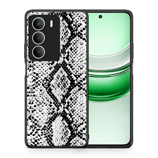 Θήκη Realme 14X White Snake Animal από τη Smartfits με σχέδιο στο πίσω μέρος και μαύρο περίβλημα | Realme 14X White Snake Animal case with colorful back and black bezels