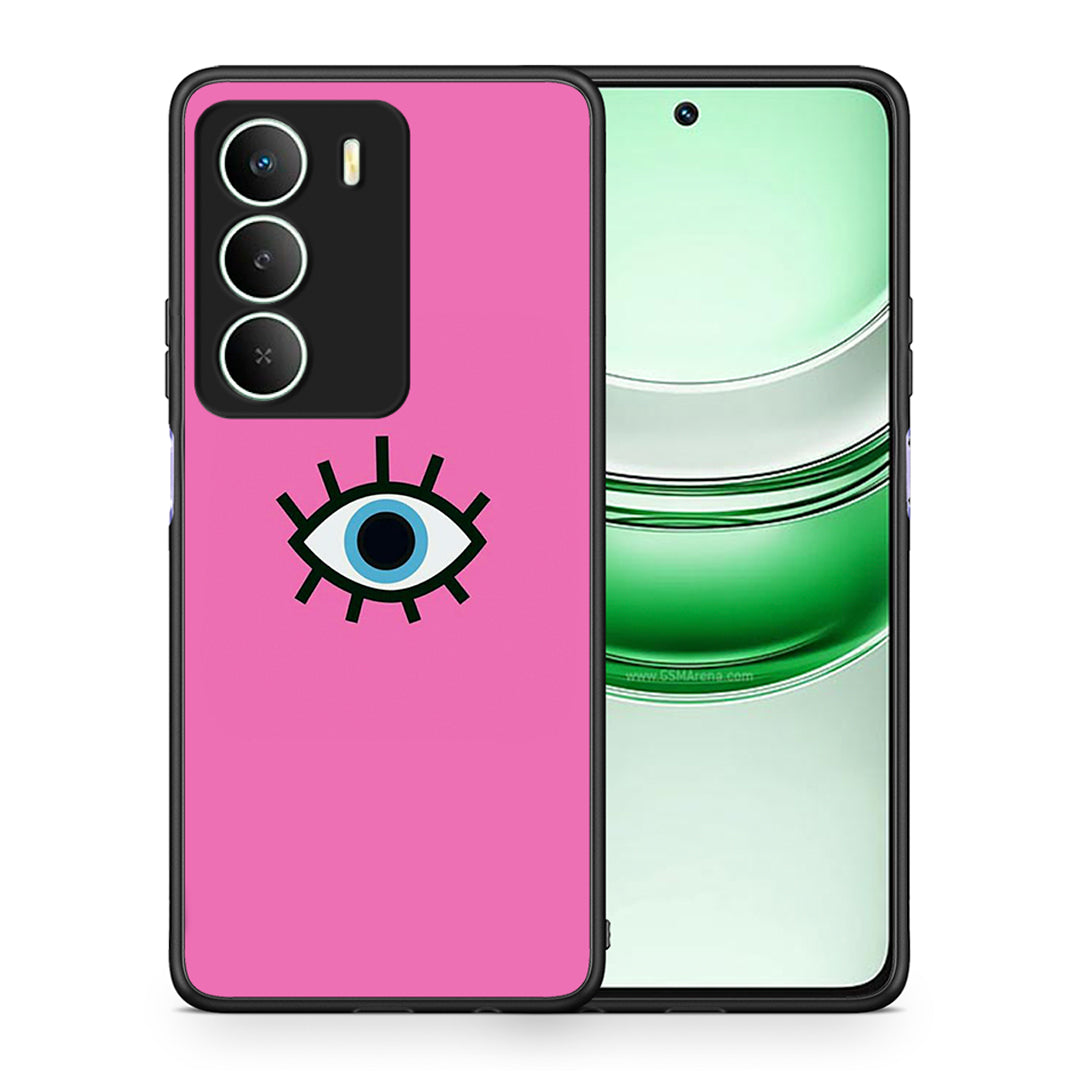 Θήκη Realme 14X Blue Eye Pink από τη Smartfits με σχέδιο στο πίσω μέρος και μαύρο περίβλημα | Realme 14X Blue Eye Pink case with colorful back and black bezels