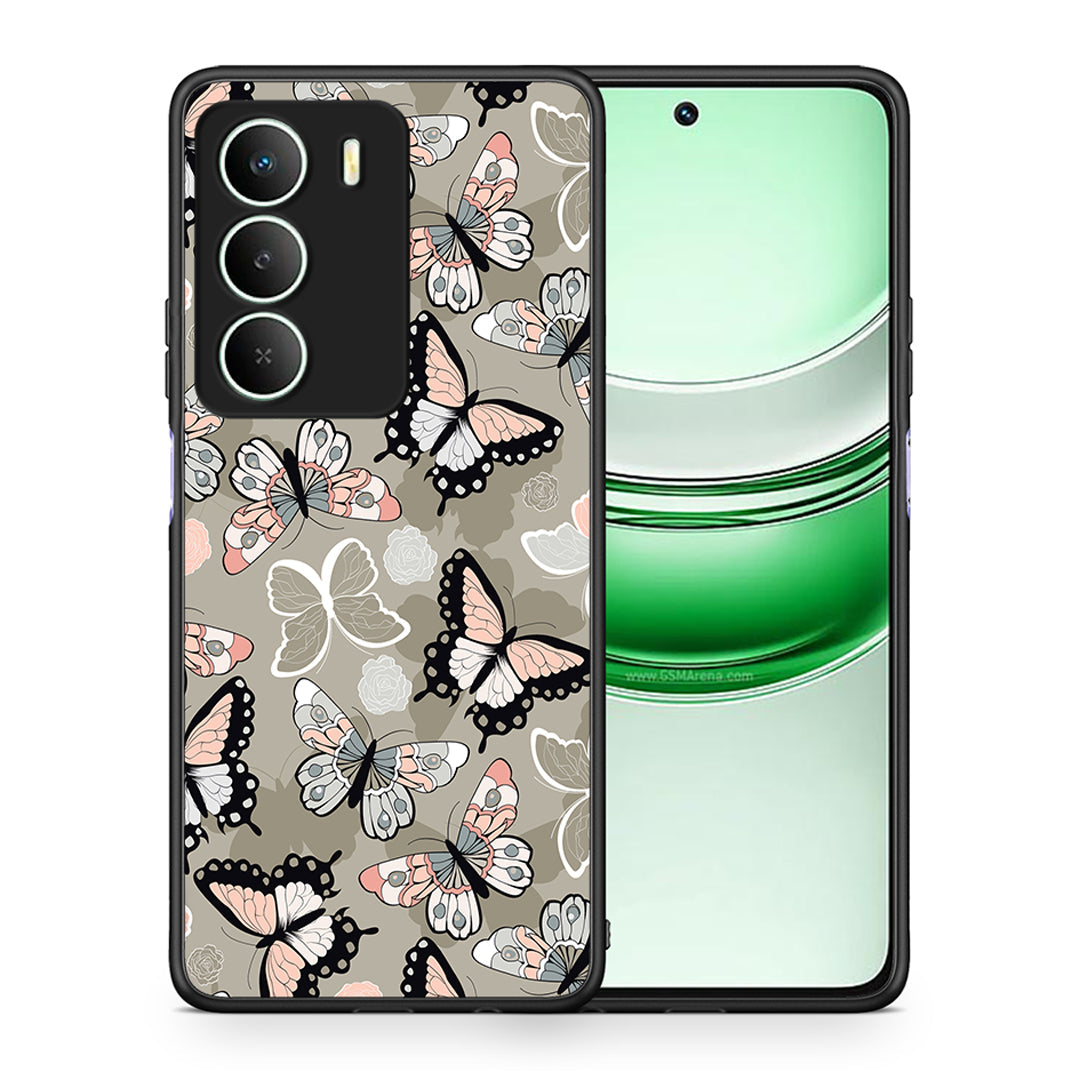 Θήκη Realme 14X Butterflies Boho από τη Smartfits με σχέδιο στο πίσω μέρος και μαύρο περίβλημα | Realme 14X Butterflies Boho case with colorful back and black bezels