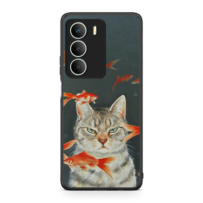 Realme 14X Cat Goldfish θήκη από τη Smartfits με σχέδιο στο πίσω μέρος και μαύρο περίβλημα | Smartphone case with colorful back and black bezels by Smartfits