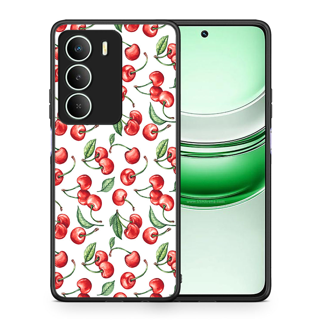 Θήκη Realme 14X Cherry Summer από τη Smartfits με σχέδιο στο πίσω μέρος και μαύρο περίβλημα | Realme 14X Cherry Summer case with colorful back and black bezels